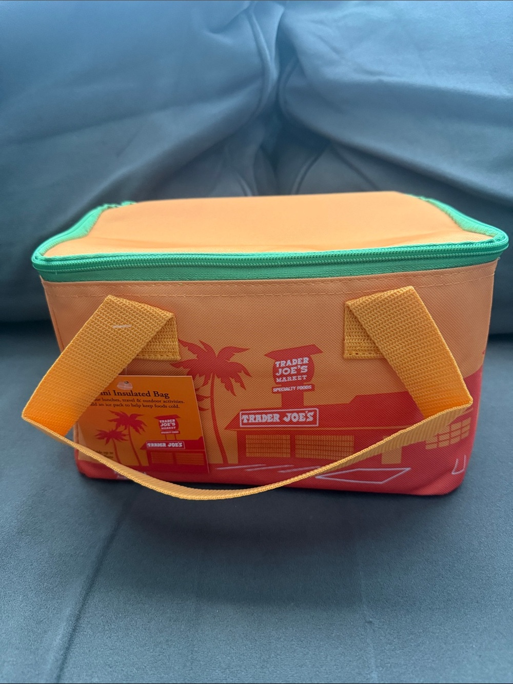 Boston Traders Orange and Teal Trader Joe's Insulated Lunch Bag